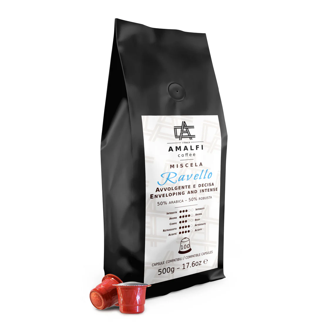 Amalfi Coffee Fine Italian Espresso Capsules, 100 Coffee Pods Pack, Single Cup Coffee Capsule 2